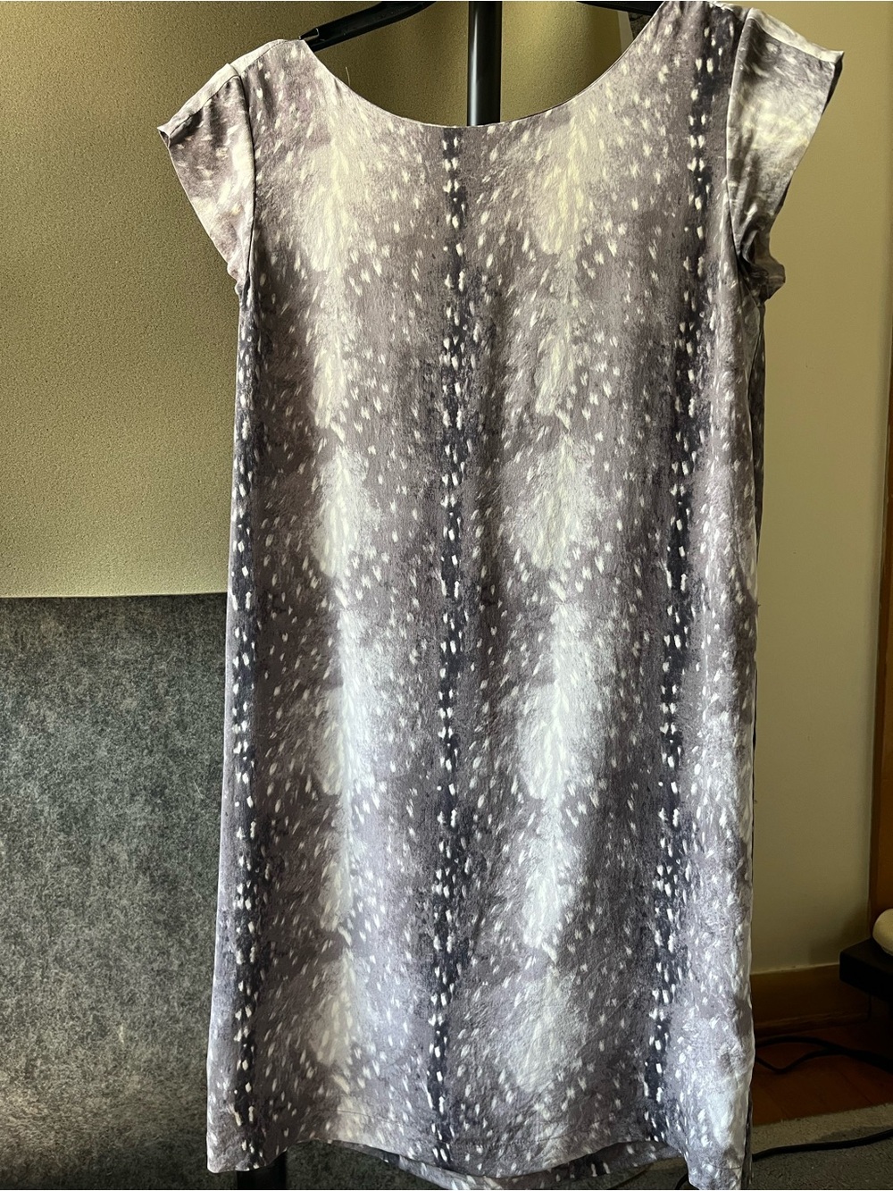 Joie Gray Patterned Midi Silk Dress